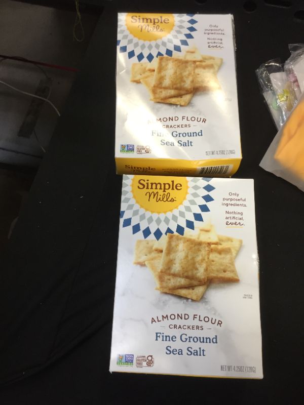 Photo 2 of 2 PACK- Simple Mills Almond Flour Crackers, Fine Ground Sea Salt - Gluten Free, Vegan, Healthy Snacks, 4.25 Ounce (Pack of 1) Fine Ground Sea Salt 4.25 Ounce (Pack of 1)- BEST BY-09/2024