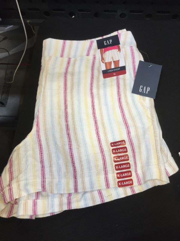 Photo 2 of Gap Ladies Linen Pull on Elastic Waistband Short (Dotted Sun Stripe- SIZE  XL