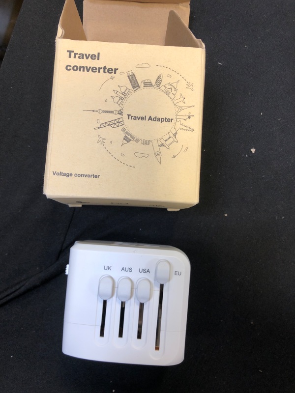 Photo 2 of International Travel Adapter Voltage Converter, Downstream Voltage 220V to 110V, for Cell Phone Laptop hairdryer, Power Converter from USA to UK Europe AU Over 200 Countries (White)