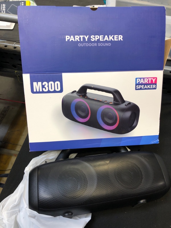 Photo 2 of Uoudio 80W Bluetooth Speakers, IP67 Waterproof Wireless Speakers, Rich Bass, 360° Stereo Sound, Built-in Mic Port, 12H Playtime, Portable Bluetooth Speakers for Outdoor Party Beach (Black+RGB)