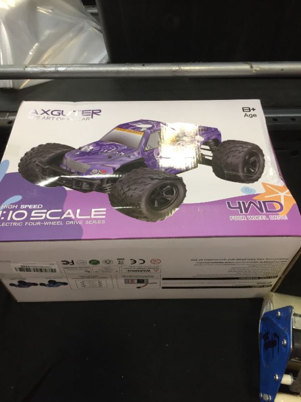 Photo 4 of Axguter Large Brushless High Speed RC Cars for Adults, Upgraded 1:10 RC Trucks with LED Headlights, 60 KM/H, Remote Control Car, All Terrain Off-Road Monster Truck for Boys and Girls Purple