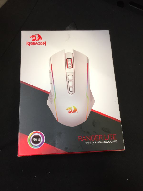 Photo 3 of Redragon Wireless Gaming Mouse with RGB Backlit, 8000 DPI, Mouse Gaming with Fire Button, Macro Editing Programmable Mouse Gamer,70Hrs for Windows/Mac, Rechargeable, White, M910-WS