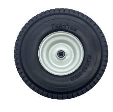 Photo 1 of 15x6.50-6 Flat-Free Tire with Rim,3"Centered Hub with 3/4" Ball Bearing,w/Grease Fitting?500lbs Capacity,15x6.50x6 No-Flat Solid Rubber Turf Wheel,for Riding Lawn mower,Garden Cart