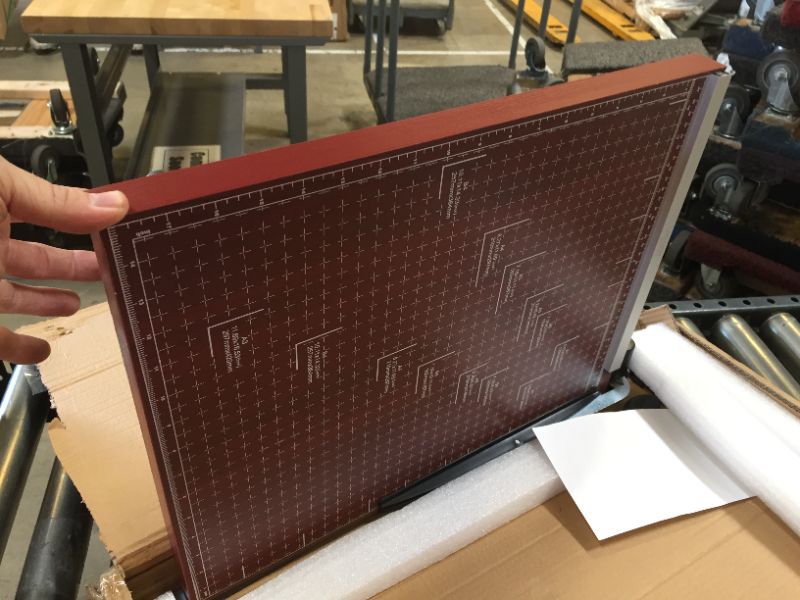 Photo 2 of Heavy Duty Guillotine Paper Cutter, A3 Large Paper Trimmer Blade Gridded Photo Guillotine Craft Machine, 18 inch Cut Length, 18.9" x 15.0" (Use for A2-A7) A3 Red