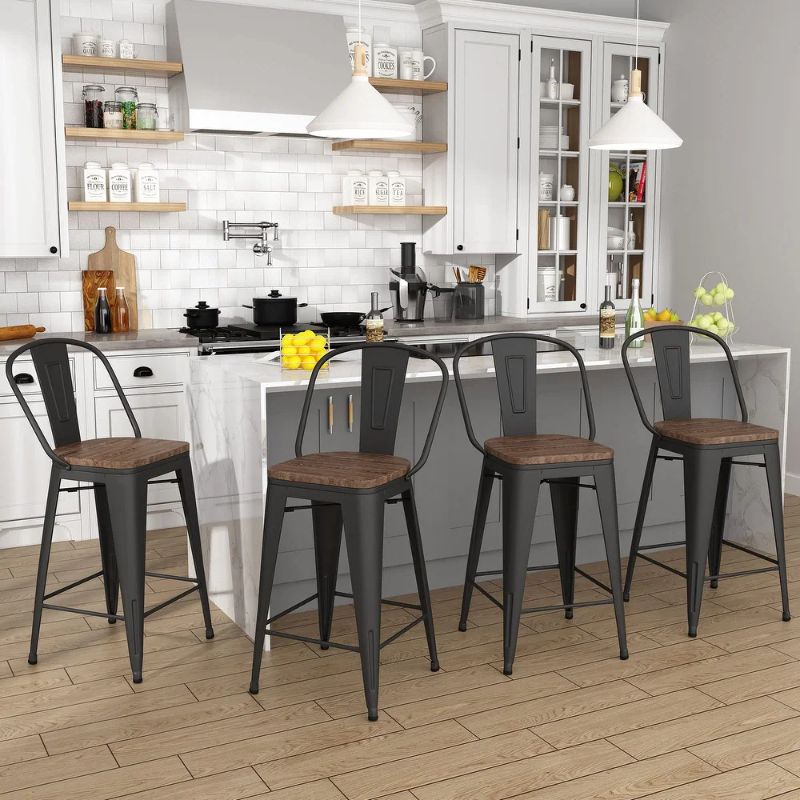 Photo 1 of Andeworld farmhouse bar stools ,counter height bar stools set of 4 - Set of 4
