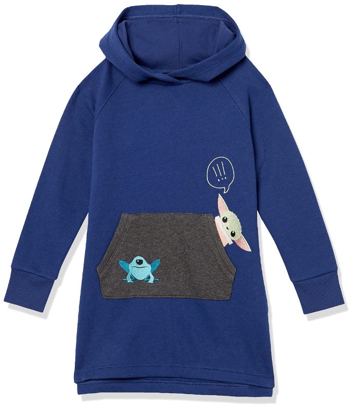 Photo 1 of AMAZON ESSENTIALS DISNEY | MARVEL | STAR WARS | FROZEN | PRINCESS GIRLS AND TODDLERS' FLEECE LONG-SLEEVE HOODED DRESSES 3T STAR WARS CHILD
