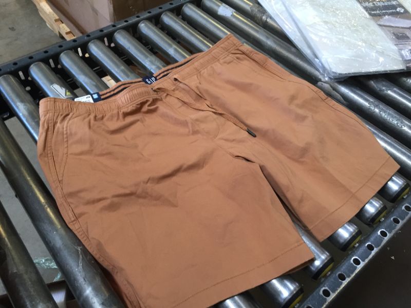 Photo 2 of Gap Men's 7" Inseam Drawstring Pull On Elastic Waistband Short (Brown Sugar, XXL)
