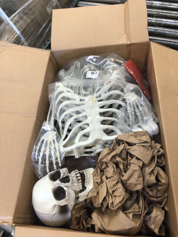 Photo 2 of IDMOP 5.4Ft Halloween Skeleton - Life Size Skeleton Full Body Realistic Human Bones with Posable Joints for Halloween Pose Skeleton Prop Decoration