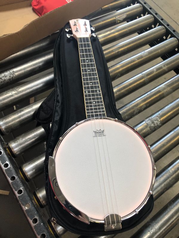 Photo 2 of [available on Amazon]Vangoa VBU-20M Banjolele, Open Back, 23 Inch 4 String, Pink
