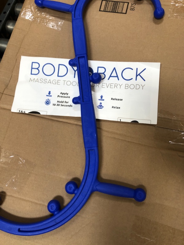 Photo 2 of Body Back Buddy Elite – USA Made – Trigger Point Massage Tool, Shoulder Neck Back Handheld Self Massager, Manual Massage Cane, Hook, Muscle Knot Remover with Instructions, Patented (Blue) Blue Marbled With Poster