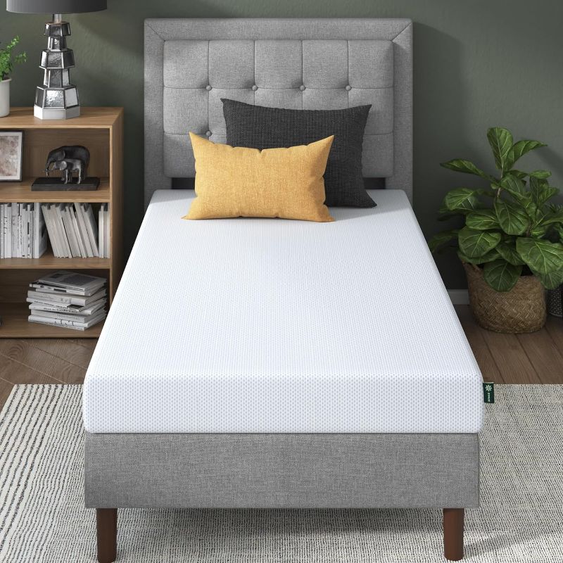 Photo 1 of Zinus Set, Twin 6 Inch Gel-Infused Green Tea Memory ZINUS 6 Inch Green Tea Cooling Gel Memory Foam Mattress / Cooling Gel Foam / Pressure Relieving / CertiPUR-US Certified / Bed-in-a-Box, Twin, White
Mattress and Shawn SmartBase Platform Bed Frame / Mattr