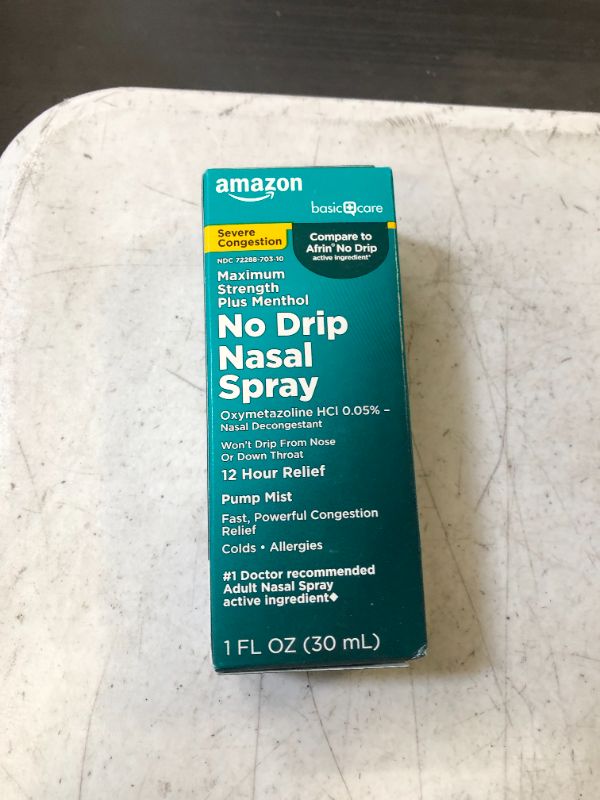 Photo 2 of Amazon Basic Care Severe Congestion Nasal Spray, Oxymetazoline HCl; Provides 12 Hour Nasal Congestion Relief, 1 Fluid Ounce EXP 10/2023