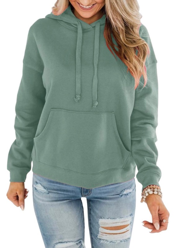 Photo 1 of Bingerlily Women's Casual Hoodies Long Sleeve Solid Lightweight Pullover Tops Loose Sweatshirt with Pocket 2XL