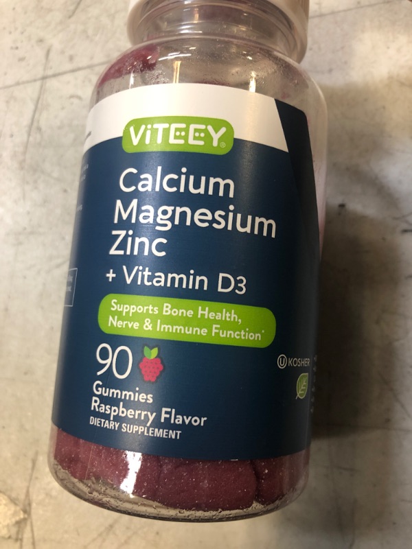 Photo 2 of Calcium, Magnesium and Zinc Gummies with Vitamin D3 - Supports Bone Health, Nerve & Immune Function - Dietary Vitamin Supplements, For Women, Men, & Teens, Gluten Free, Non GMO Chewable Fruit Flavored 90 Count (Pack of 1)