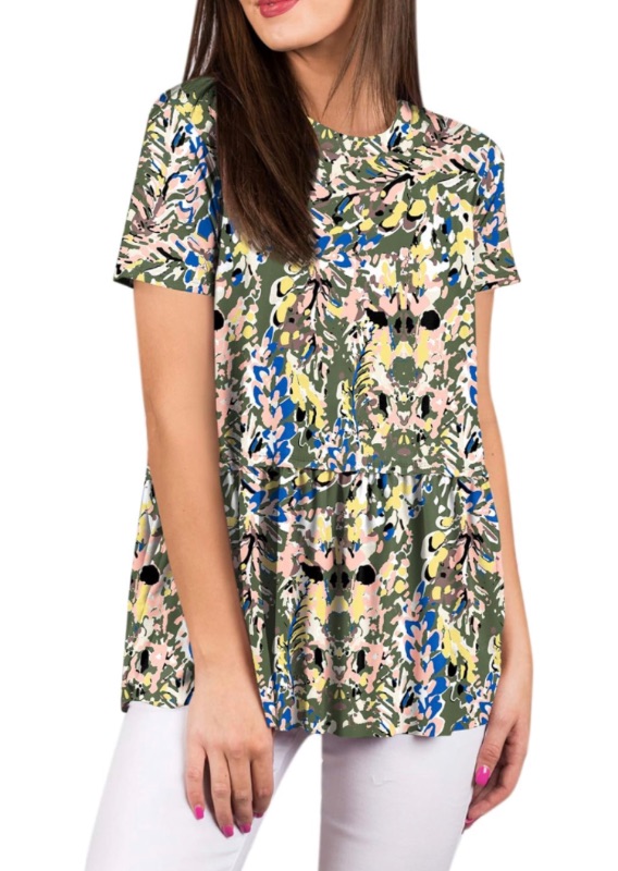 Photo 1 of For G and PL Women Summer Flare Ruffle Swing Shirt Peplum Tops Medium