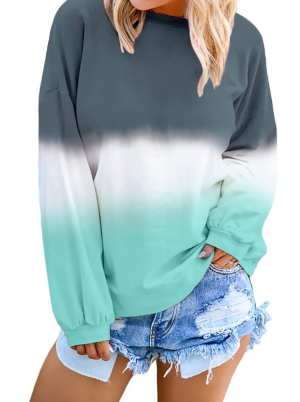 Photo 1 of FARYSAYS Women's Tie Dye Color Block Crewneck Long Sleeve Casual Loose Pullover Sweatshirt Tops 2XL