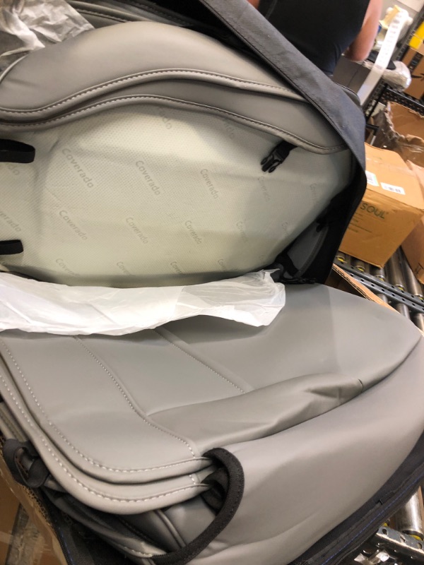 Photo 1 of Coverado Car Seat Covers Full Set, Waterproof Nappa Leather Car Seat Protectors for Front and Rear Seats, Universal Auto Interior Set for Most Vehicles, Sedans, SUVs, Pickups and Trucks, Gray Gray FullSet