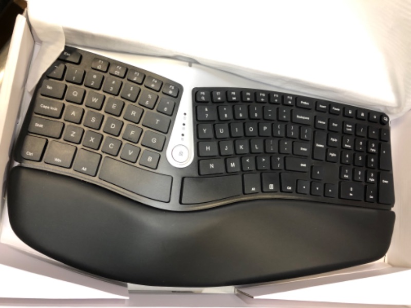 Photo 2 of Nulea Wireless Ergonomic Keyboard, 2.4G Split Keyboard with Cushioned Wrist and Palm Support, Arched Keyboard Design for Natural Typing, Compatible with Windows/Mac