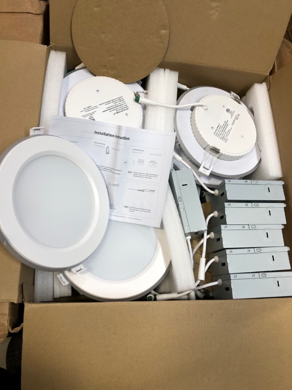 Photo 1 of EVOLFATURE Recessed Lighting 6 Inch with Night Light, 14W 1300 Lumen Dimmable Ultra Thin LED Recessed Lights, 5CCT 2700K/3500K/4000K/5000K/6500K Canless Downlight Light, CRI 90, ETL & FCC, 12 Pack 6 Inch- 12 Pack