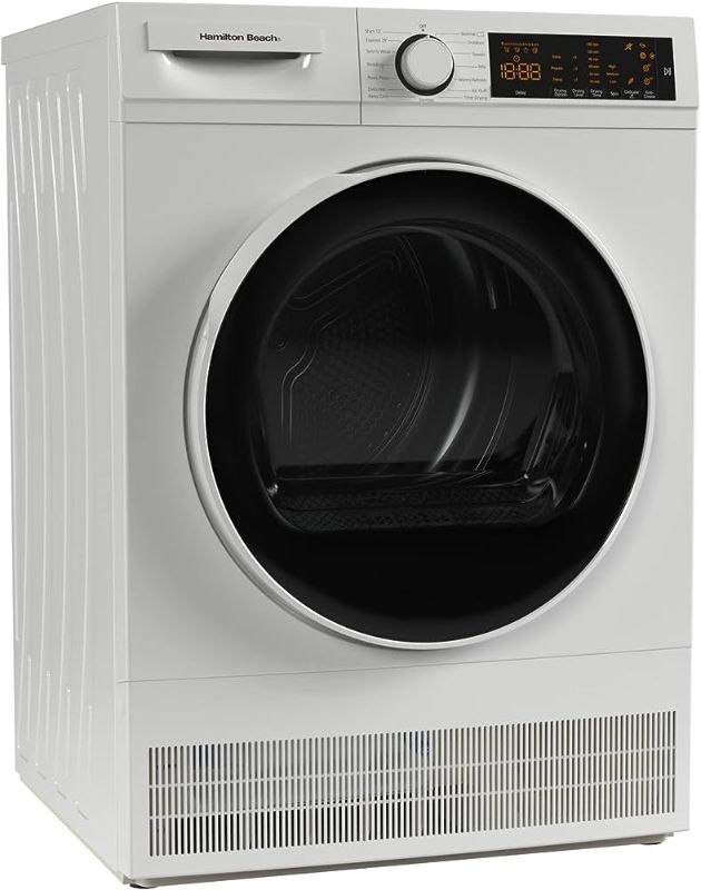Photo 1 of Hamilton Beach Electric Fullsize Ventless Laundry Clothes Dryer, 4 cu. ft. Capacity, with Stainless Steel Tub, Easy Control, 4 Automatic Drying Modes, Apartments, Houses, 24-Inch Width, White
