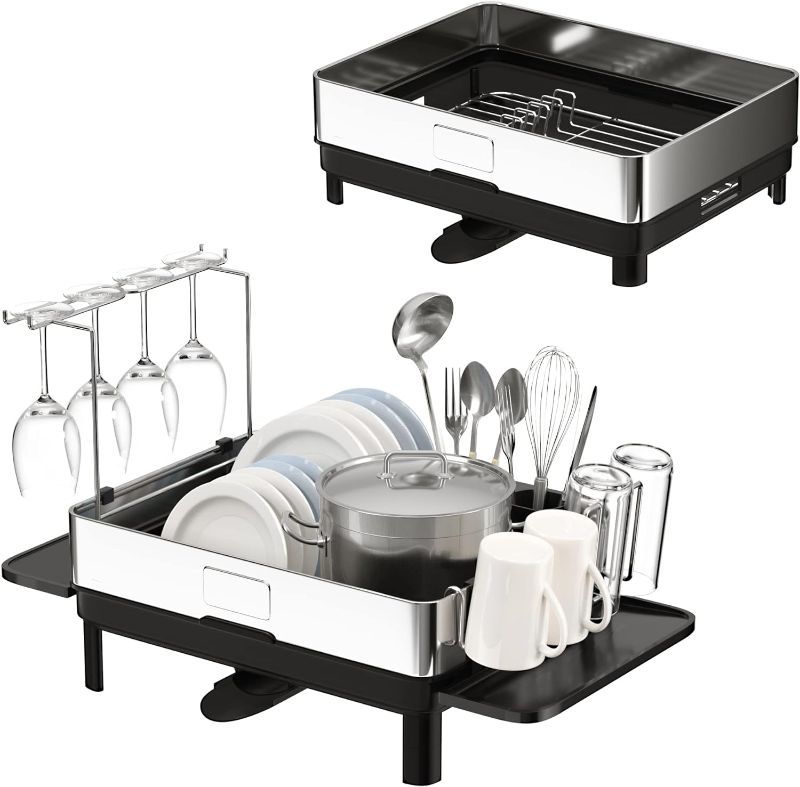 Photo 1 of Dish Drying Rack with Automatic Drainage System, Fingerprint-Proof Stainless Steel 304 Frame, A1908