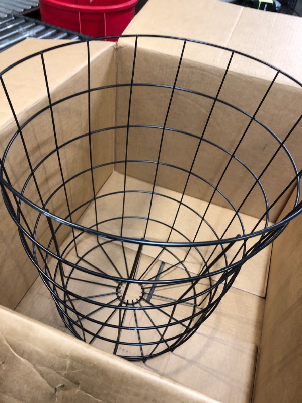 Photo 1 of  Round Metal  Basket - Wire Hamper for Blankets, Towels, and More - Indoor and Outdoor Storage Bin - Living Room Organization - trash bin