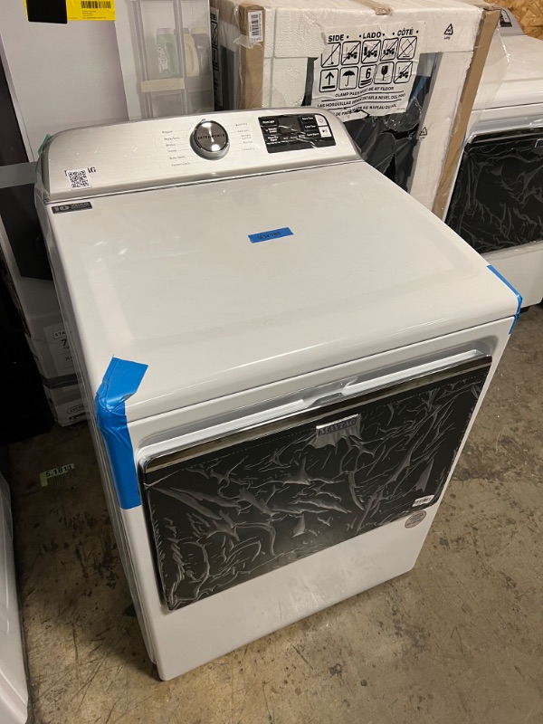 Photo 2 of Maytag Smart Capable 7.4-cu ft Steam Cycle Smart Electric Dryer (White) ENERGY STAR
POWER CORD NOT INCLUDED!!!