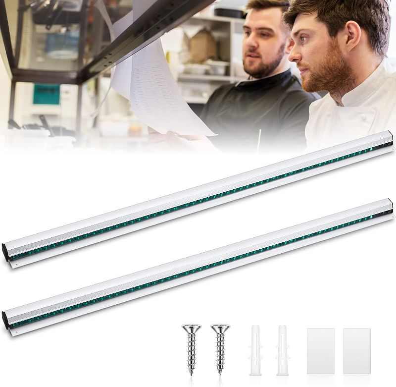Photo 1 of 2 Pieces Aluminum Slide Ticket Holder, Ticket Check Rack, Restaurant Order Holder Ticket Rail Display Slide Ticket Rack for Commercial Kitchen Cafes Pubs Bars (48 Inch)
