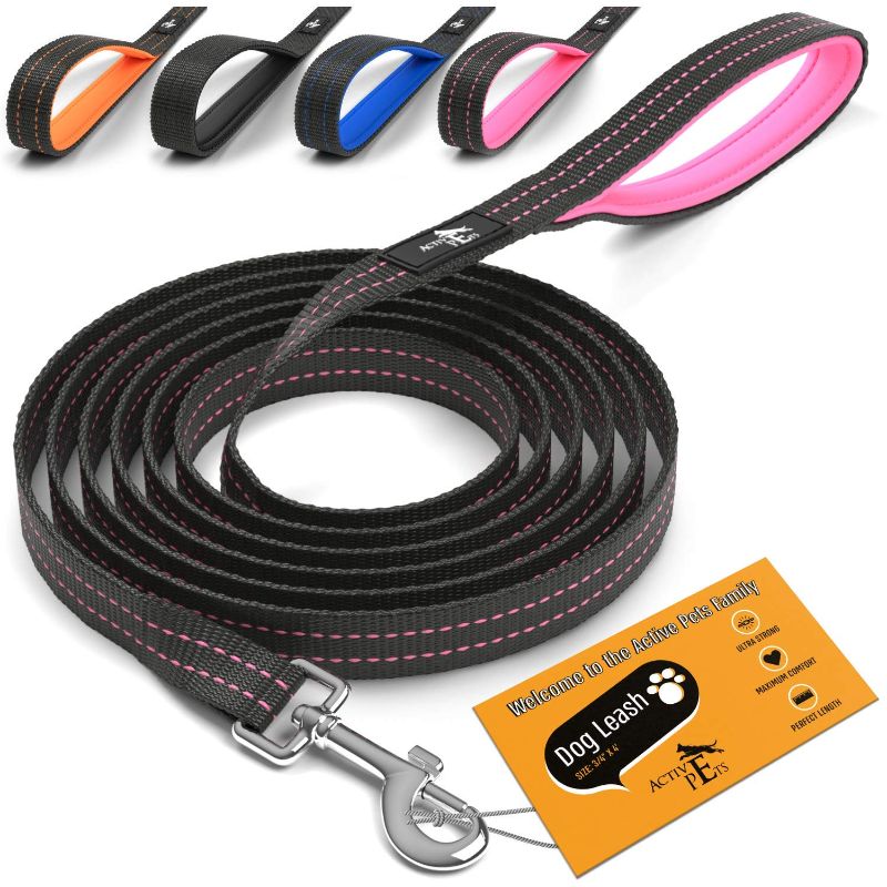 Photo 1 of ACTIVE PETS STRONG DOG LEASH WITH PADDED HANDLE, PUPPY LEASH TO 6FT DOG LEASH FOR LARGE DOGS, DOG LEASH 6FT-4FT LONG, COMFORTABLE 6FT DOG LEASH FOR BIG DOGS & DOG LEASH FOR MEDIUM DOGS SMALL SIZE LEASH PINK
