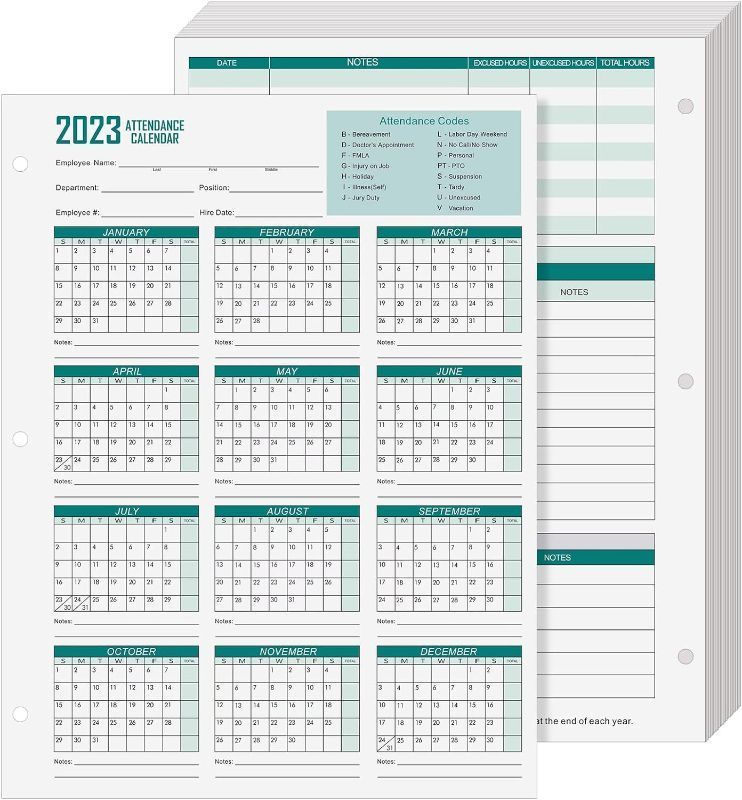 Photo 1 of 100 SHEETS 2023 ATTENDANCE CARDS AND TARDINESS
++USE STOCK PHOTO AS REFERENCE, COLOR IS BLUE++