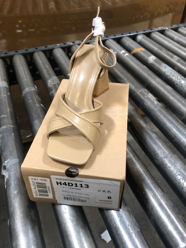 Photo 1 of Coutgo Womens Open Toe Ankle Strap High Block Chunky Heels Sandals Sexy Pumps Shoes 7 Camel