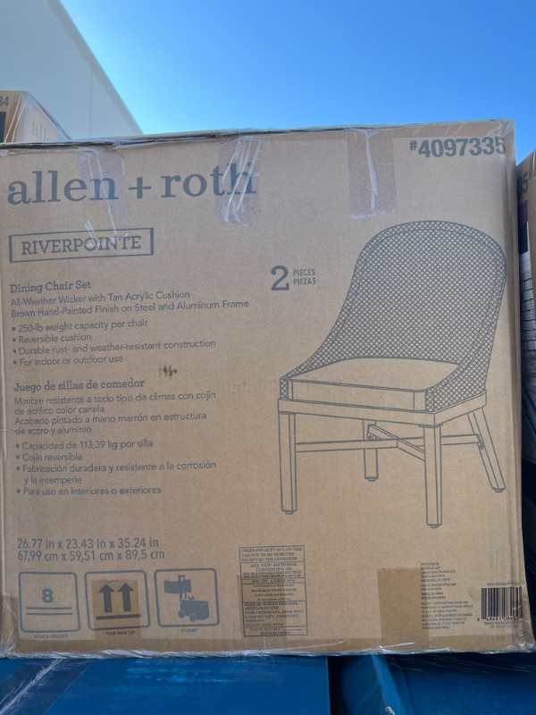 Photo 2 of allen + roth Riverpointe Set of 2 Brown Aluminum Frame Stationary Dining Chair(s) with Tan Cushioned Seat
