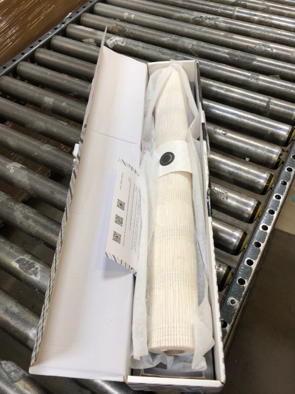 Photo 2 of GoDear Design Natural Woven Rustic Wallpaper Fabric for Home Remodel and DIY Project, Faux Bamboo Textured Fabric for Furniture Renovation Décor Table Runner, 23" W x 96" L Non-Pasted Paper, Purity Purity 23" W x 96" L