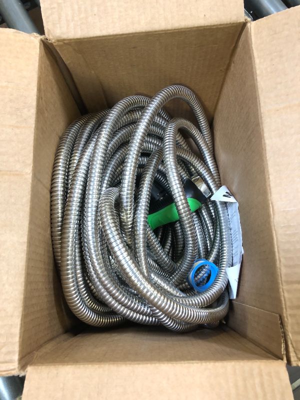 Photo 2 of Metal Garden Hose 50 ft - Flexible Garden Hose Stainless Steel Metal Water Hose Heavy Duty Collapsible and No Kink Water Pipe