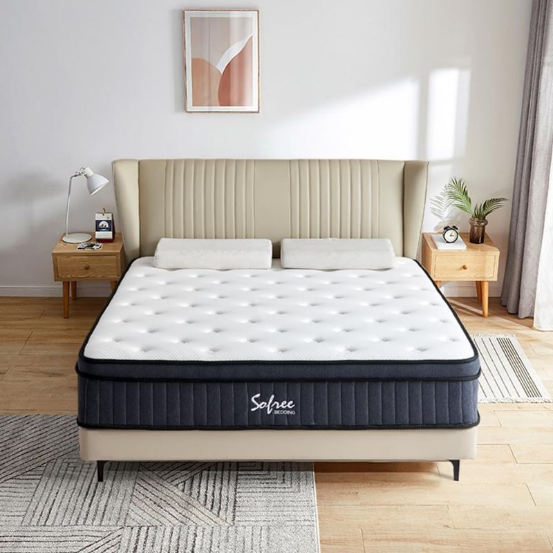 Photo 1 of sofree bedding King Mattress, 10 Inch Memory Foam Hybrid Mattress King, Pocket Spring Mattress in a Box for Motion Isolation, Strong Edge Support, Pressure Relief, Plush Feel, CertiPUR-US
