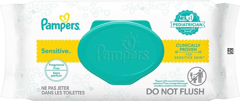 Photo 1 of 2 pack Pampers Sensitive Water Based Hypoallergenic and Unscented Baby Wipes, 72 count Baby Wipes (Packaging May Vary)
