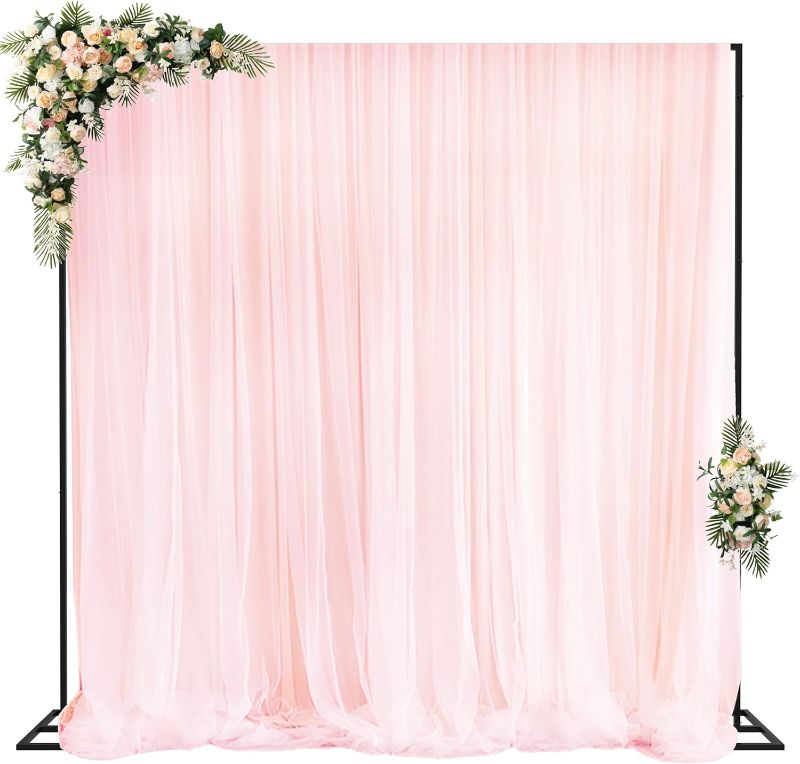 Photo 1 of Fomcet 10FT x 10FT Backdrop Stand Heavy Duty with Base, Black Portable Adjustable Pipe and Drape Backdrop Stand Kit, Square Metal Arch Party Frame for Wedding Birthday Parties Banquet Decorations
