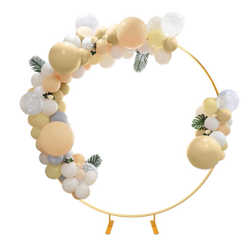 Photo 1 of 6.6FT BALLOON ARCH STAND, ROUND ARCH STAND, GOLDEN ALUMINUM CIRCLE BACKDROP STAND FOR WEDDING BIRTHDAY PARTY BABY SHOWER DECORATION
