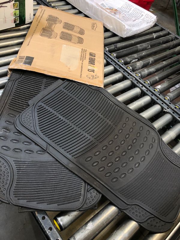 Photo 2 of Automotive Floor Mats Solid Black ClimaProof for all weather protection Universal Fit Trimmable Heavy Duty fits most Cars, SUVs, and Trucks, 3pc Full Set FH Group F11306BLACK