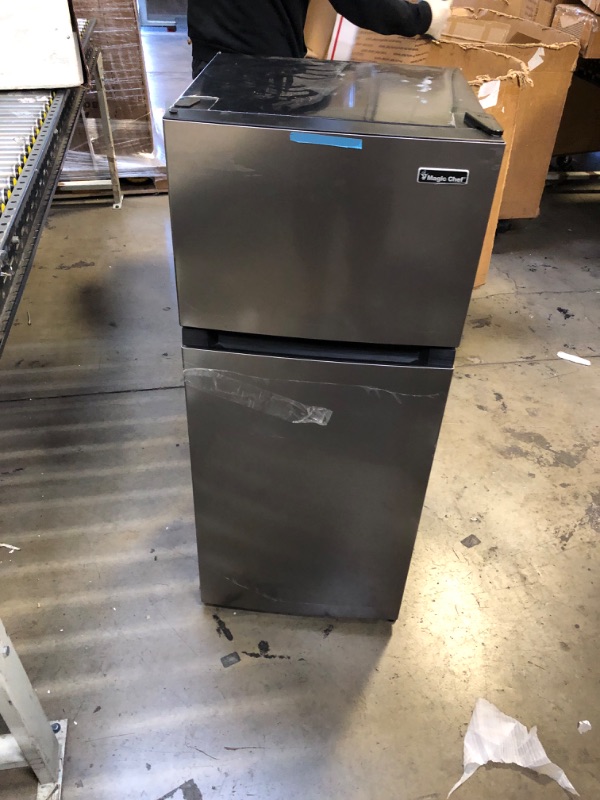 Photo 3 of 18.5 in. 4.5 cu.ft. 2-Door Mini Refrigerator in Platinum Steel with Freezer
