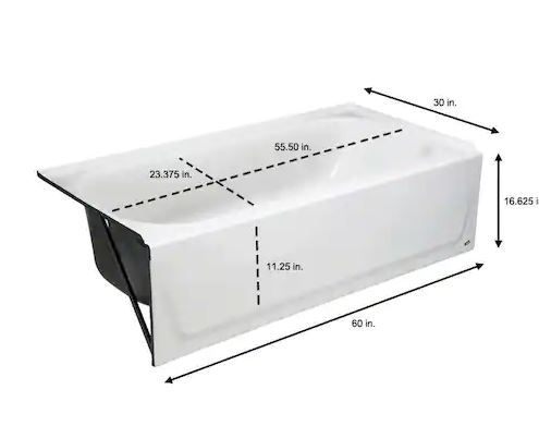 Photo 1 of BootzCast 60 in. x 30 in. Soaking Alcove Bathtub with Left Drain in White
