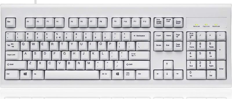 Photo 1 of Perixx PERIBOARD-106 US W, Performance wired keyboard - 20 Million Key Press Life - Full Size 17.9"x6.6"x1.7" - White
