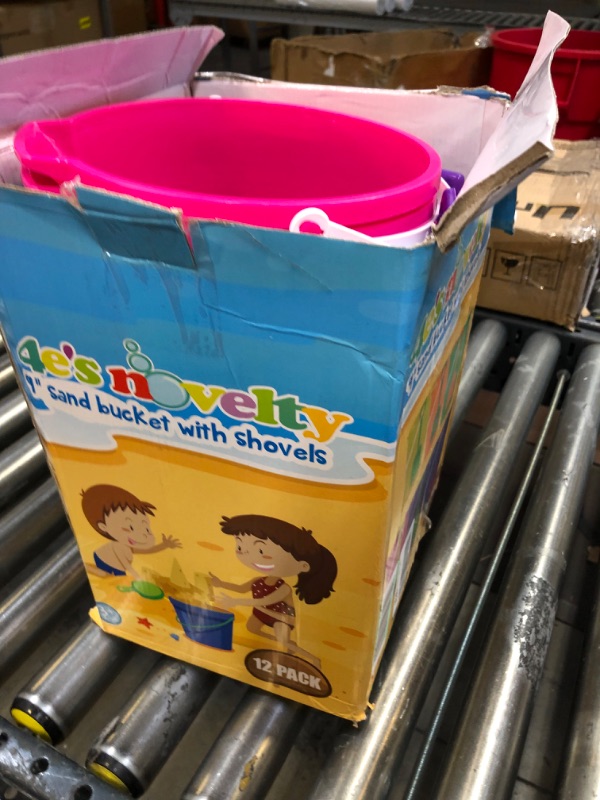 Photo 1 of 4E's Novelty 9" Large Sand Bucket with Shovel [12 Pack Bulk] Beach Buckets - Beach Toys for Kids & Toddlers, Party Favors