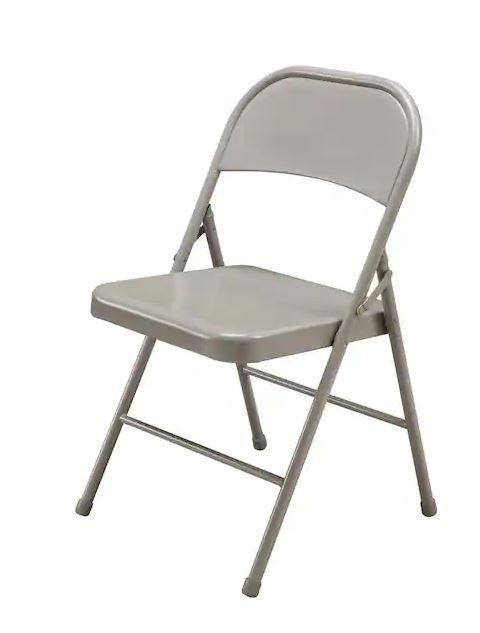 Photo 1 of Beige Metal Stackable Folding Chairs
