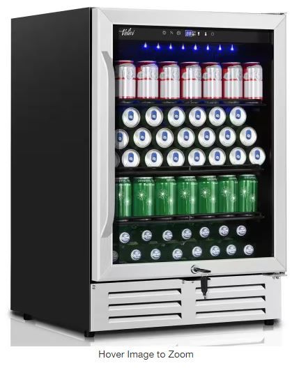 Photo 1 of 24 in. 210 (12 oz.) Can Built-in/Freestanding Beverage Cooler Fridge with Adjustable Shelves in Stainless Steel---FACTORY SEALED 
