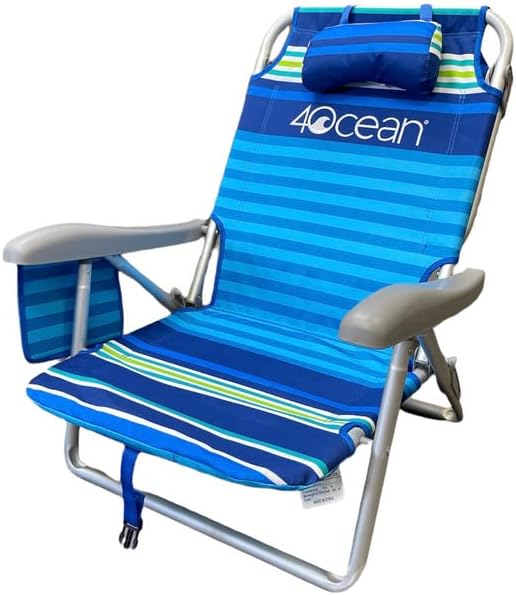 Photo 1 of 4Ocean Lay Flat Backpack Beach Chair | 250 lb Capacity | Foldable and Transportable | Rust-Proof Aluminum Frame | Reclining Positions | Cup and Cell Phone Holder | Cooler Pouch
