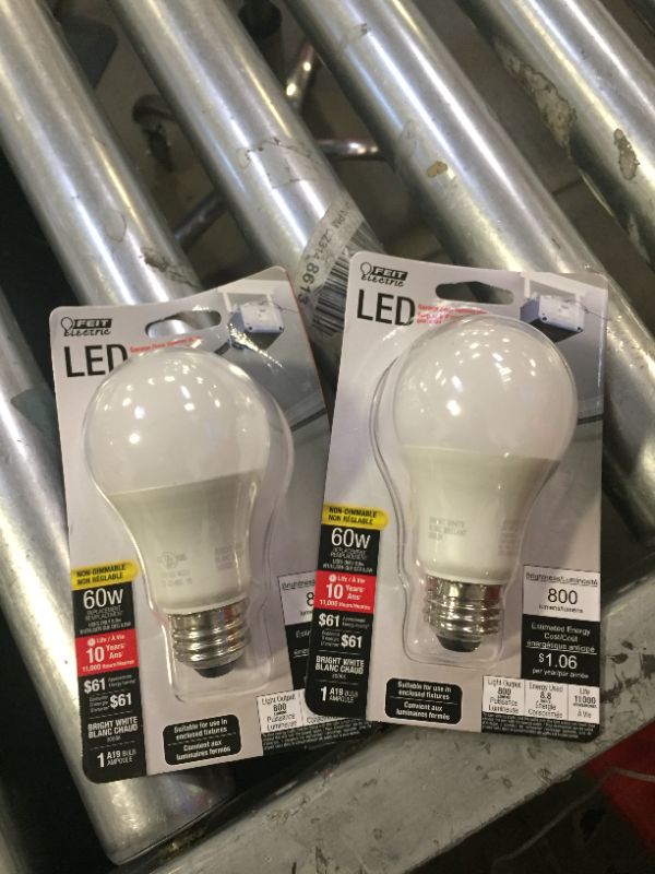 Photo 1 of 60-Watt Equivalent A19 Non-Dimmable CEC Title 20 90+ CRI Garage Door Opener LED Light Bulb Bright White
PACK OF 2