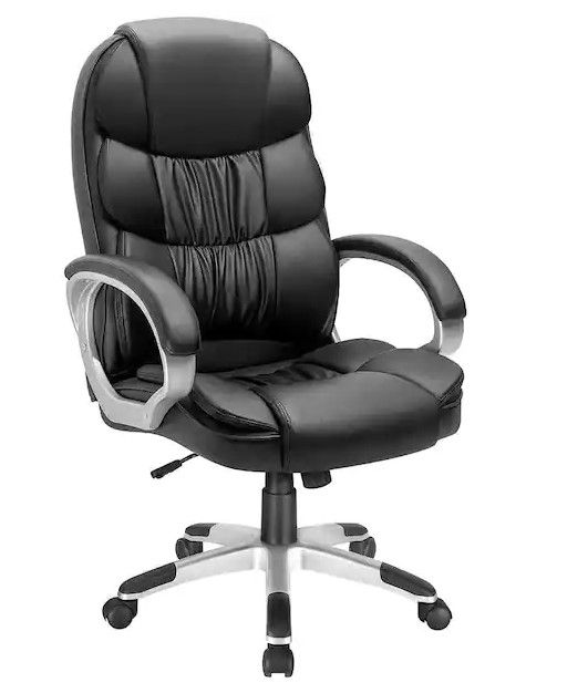 Photo 1 of Black Big and High Back Office Chair, PU Leather Executive Computer Chair with Lumbar Support
