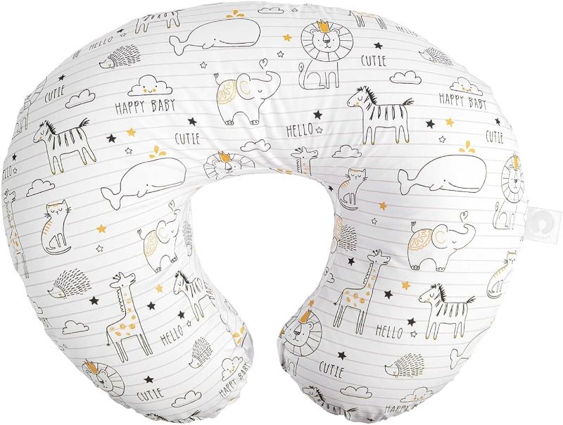 Photo 1 of Boppy Nursing Pillow Original Support, White and Gold Notebook, Ergonomic Nursing Essentials for Bottle and Breastfeeding, Firm Fiber Fill, with Removable Nursing Pillow Cover, Machine Washable
