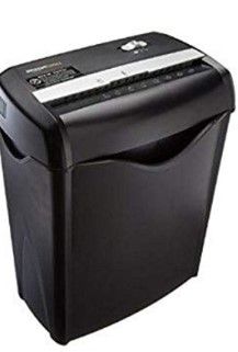 Photo 1 of Amazon Basics 6-Sheet Cross-Cut Paper Shredder and Shredder Sharpening & Lubricant Sheets (Pack of 24) Bundle